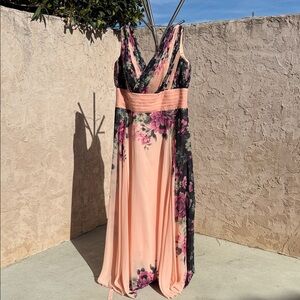 Grace Karin Floral Maxi Dress - Black, Pink, Green, Peach